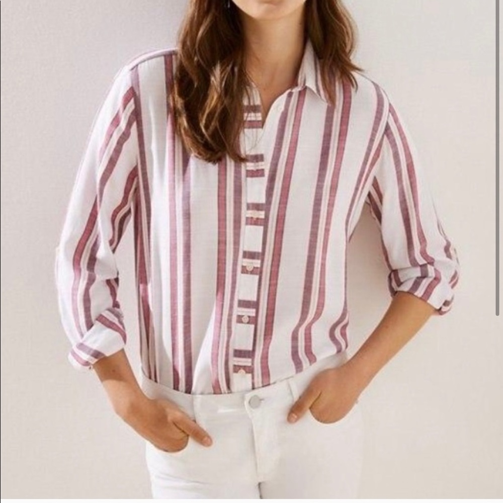 Loft Striped Button Down Top